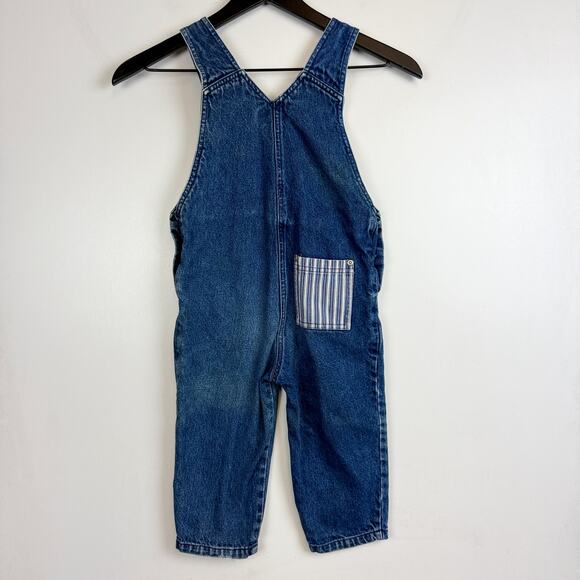 Vintage Nautica 90s Stripe Denim Overalls Blúe Boys - 3T 3 - Picture 5 of 7
